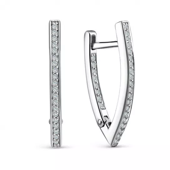 Серьги с фианитом из серебра