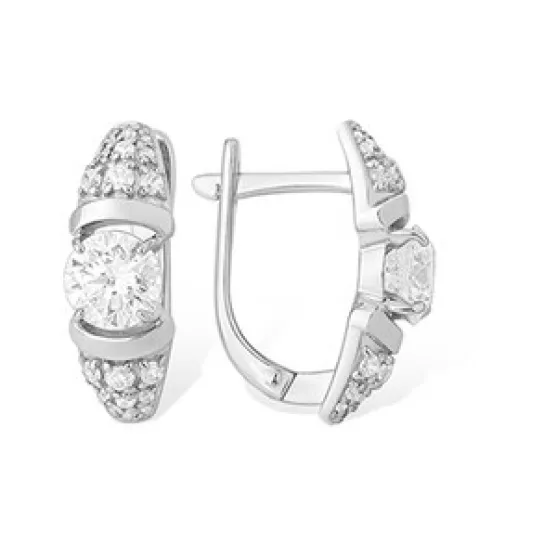Серьги с фианитом из серебра