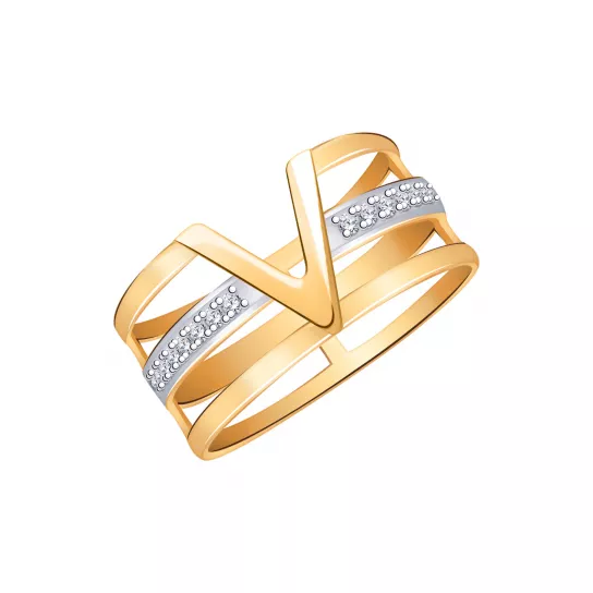 Кольцо с фианитом из золота