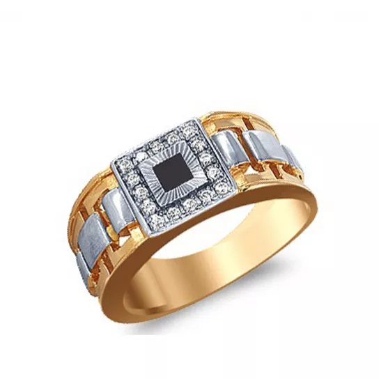 Кольцо-печатка с фианитом из золота