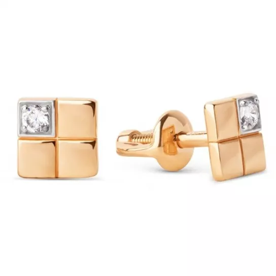 Пусеты с фианитом из золота