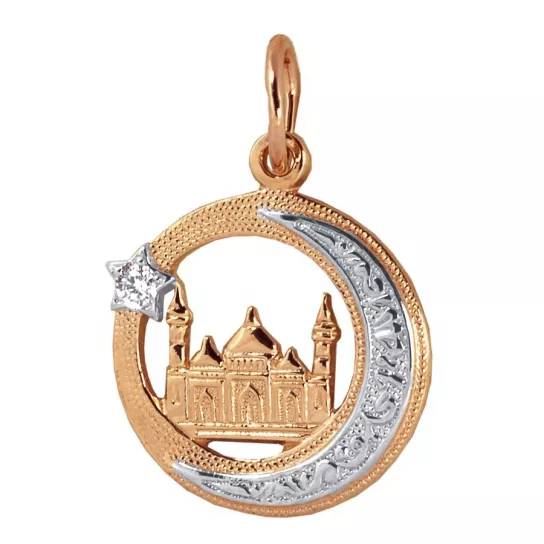 Подвеска мусульманская с фианитом из золота