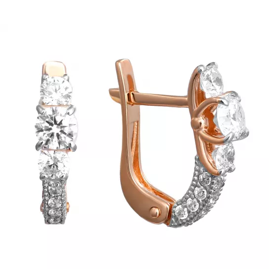 Серьги с фианитом из золота