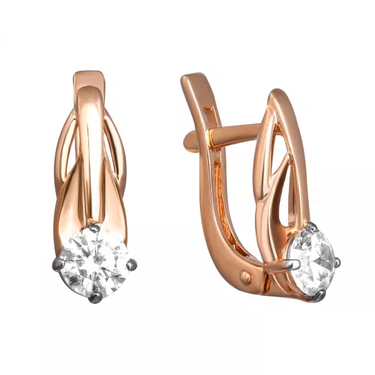 Серьги с фианитом из золота