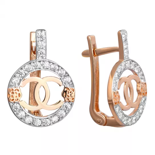 Серьги с фианитом из золота