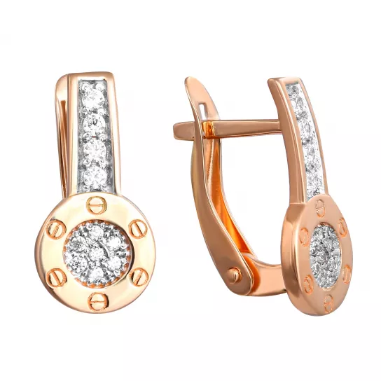 Серьги с фианитом из золота