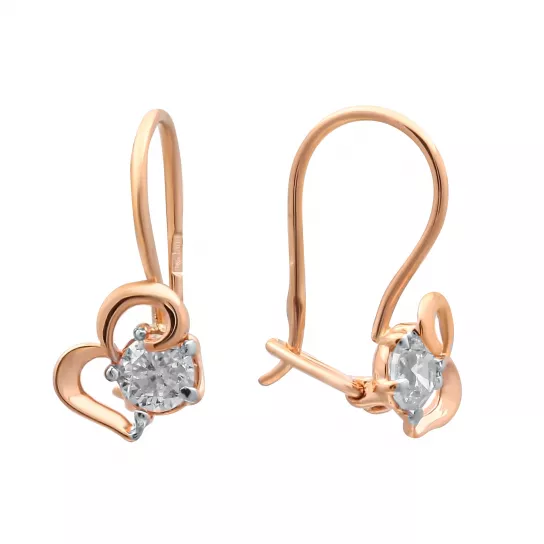 Серьги детские с фианитом из золота