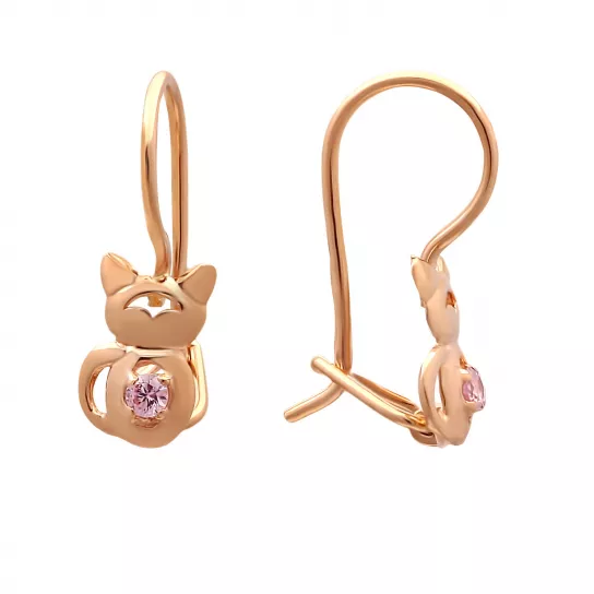 Серьги детские с фианитом из золота