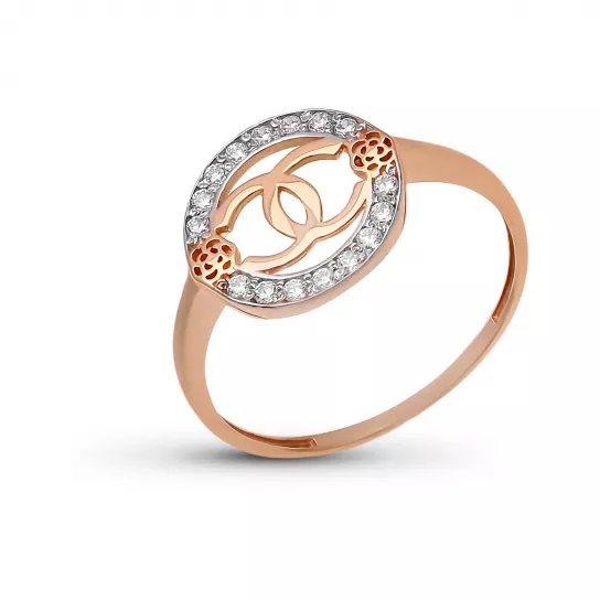 Кольцо с фианитом из золота