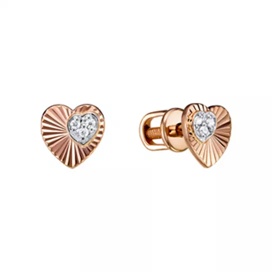 Пусеты с фианитом из золота