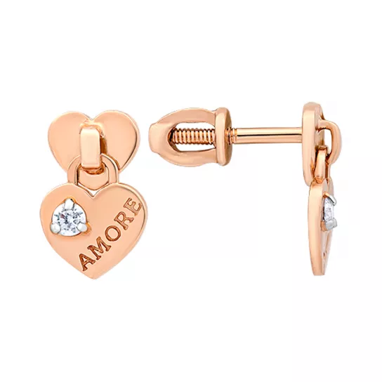 Серьги с фианитом из золота