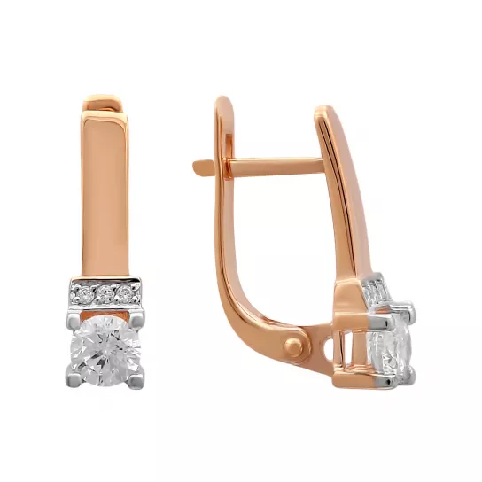 Серьги с фианитом из золота