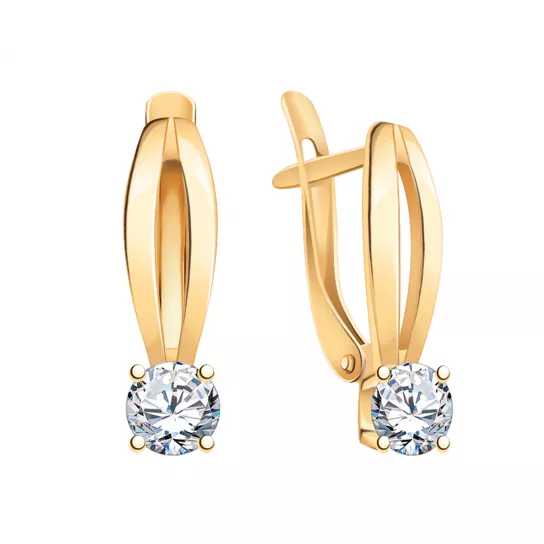 Серьги с фианитом из золота