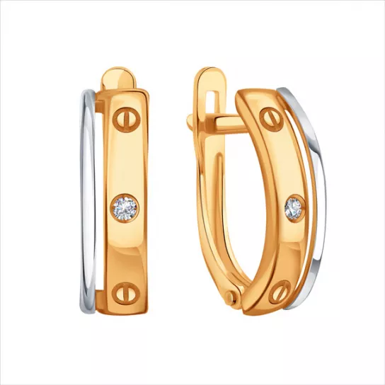 Серьги с фианитом из золота