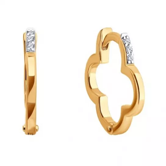 Серьги с фианитом из золота