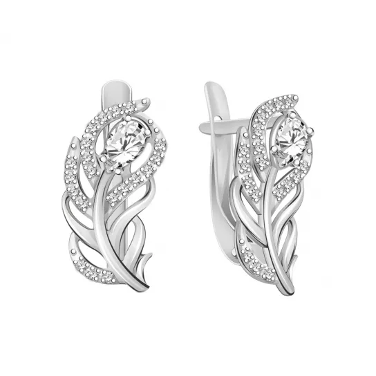 Серьги с фианитом из серебра