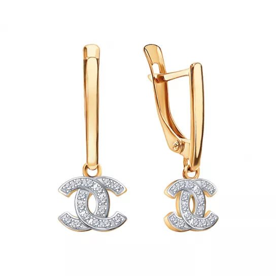 Серьги с фианитом из золота