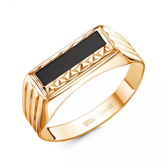 Кольцо-печатка с фианитом из золота