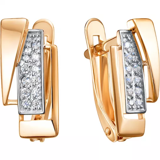 Серьги с фианитом из золота