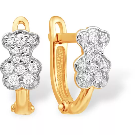 Серьги детские с фианитом из золота