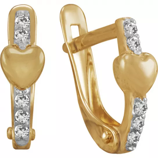 Серьги с фианитом из золота