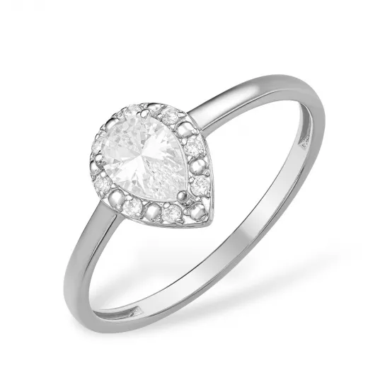 Кольцо с фианитом из серебра