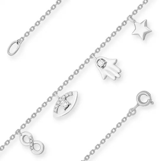 Браслет с фианитом из серебра