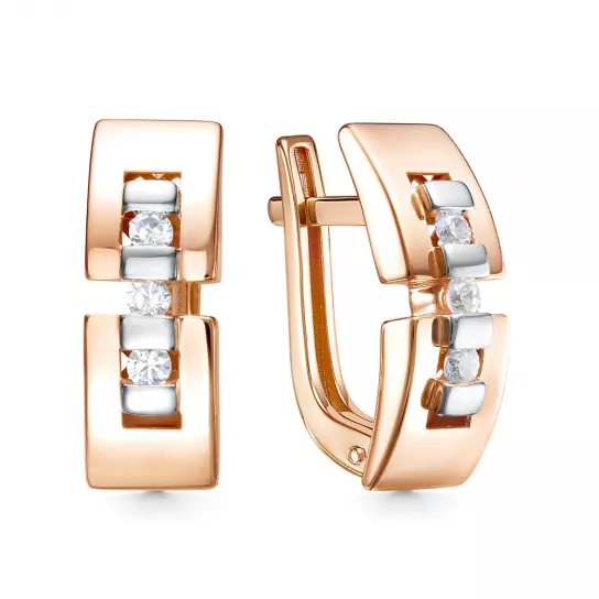 Серьги с фианитом из золота