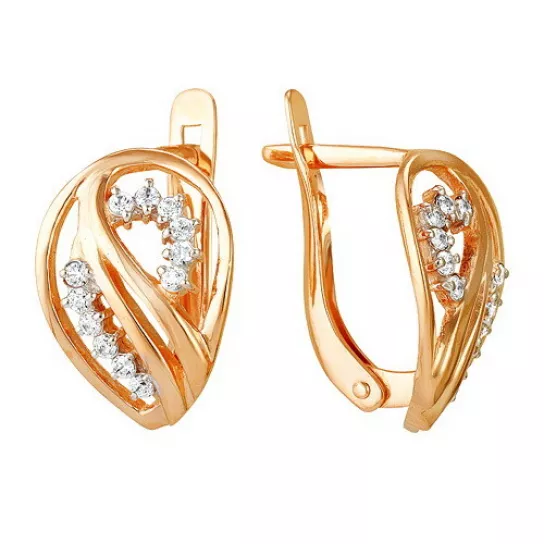 Серьги с фианитом из золота