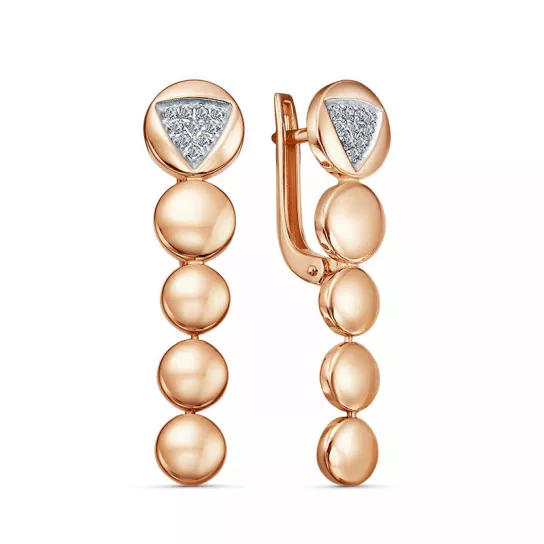 Серьги с фианитом из золота