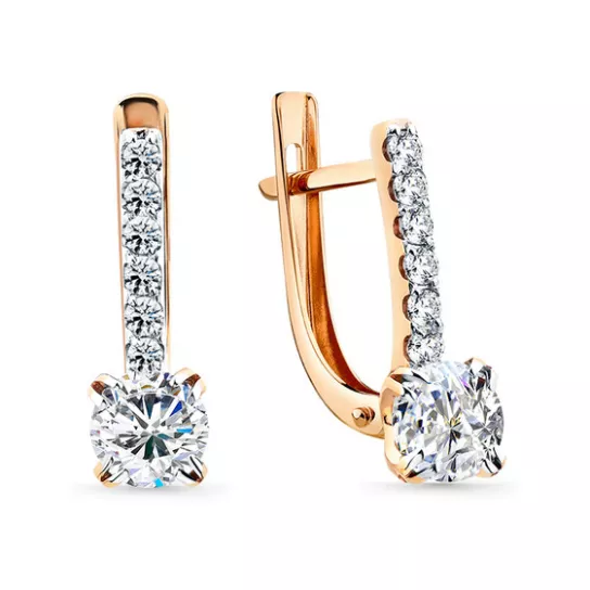 Серьги с фианитом из золота