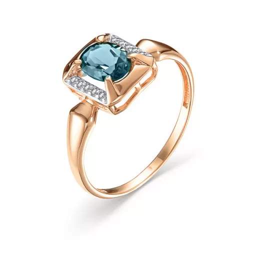 Кольцо с топазом и фианитом из золота