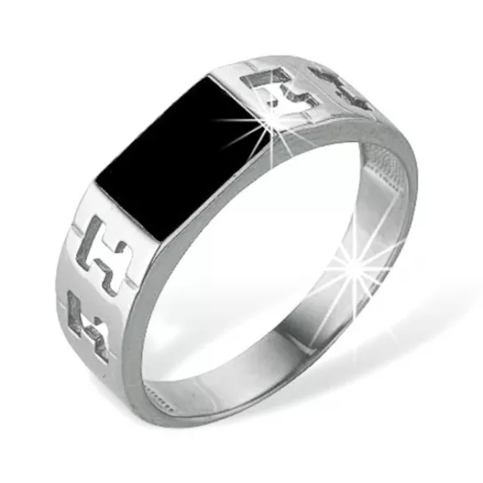 Кольцо-печатка с эмалью из серебра